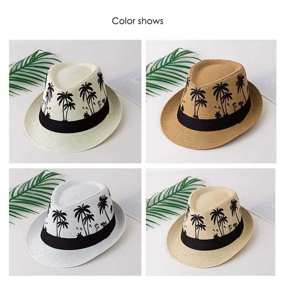 1404 Unisex Panama Straw Hats Short Brim Fedora Straw Hat Trilby Hat Palm - Picture 5 of 5